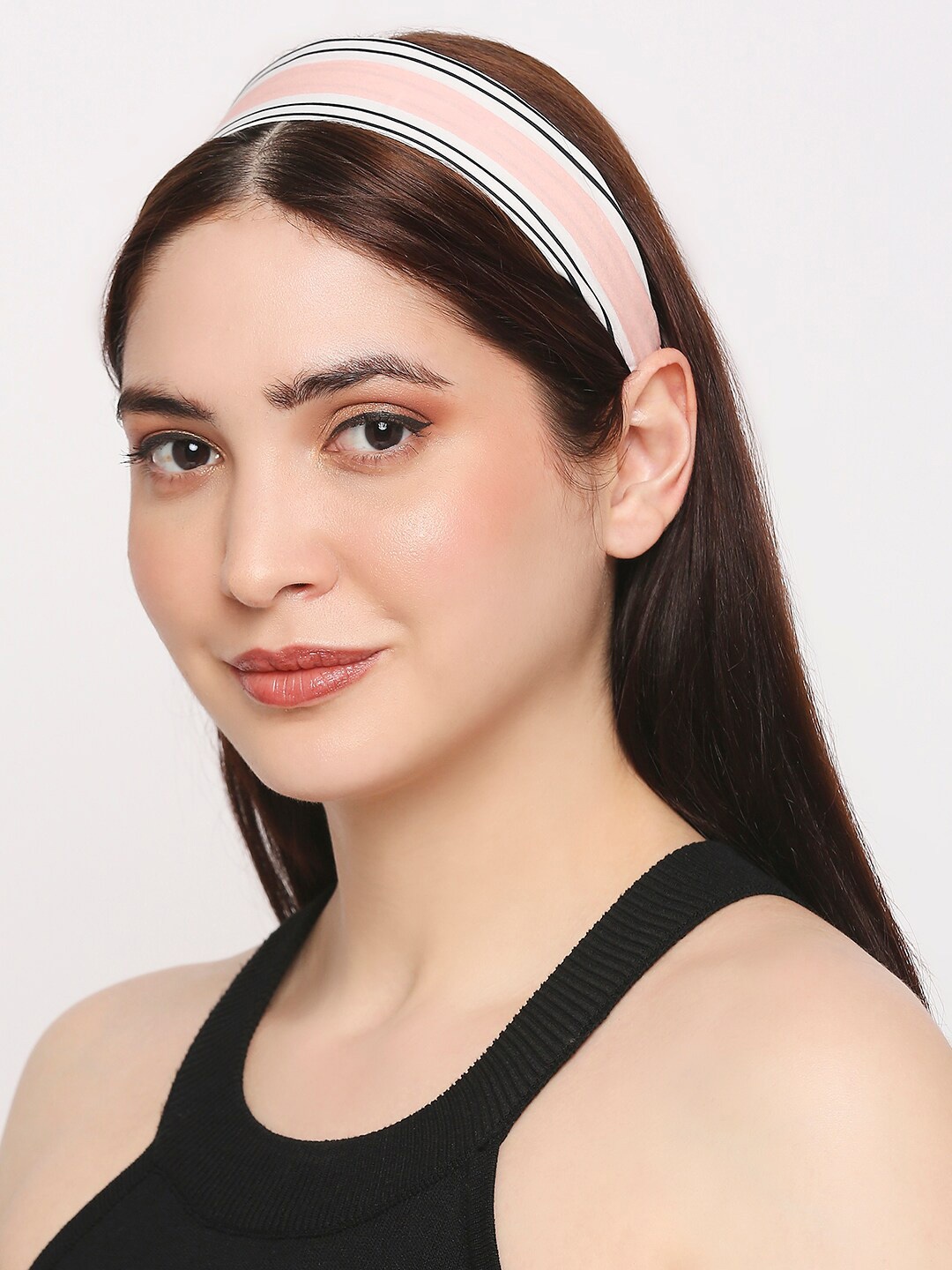 

BELLEZIYA Women Peach & Black Striped Bandana Headband