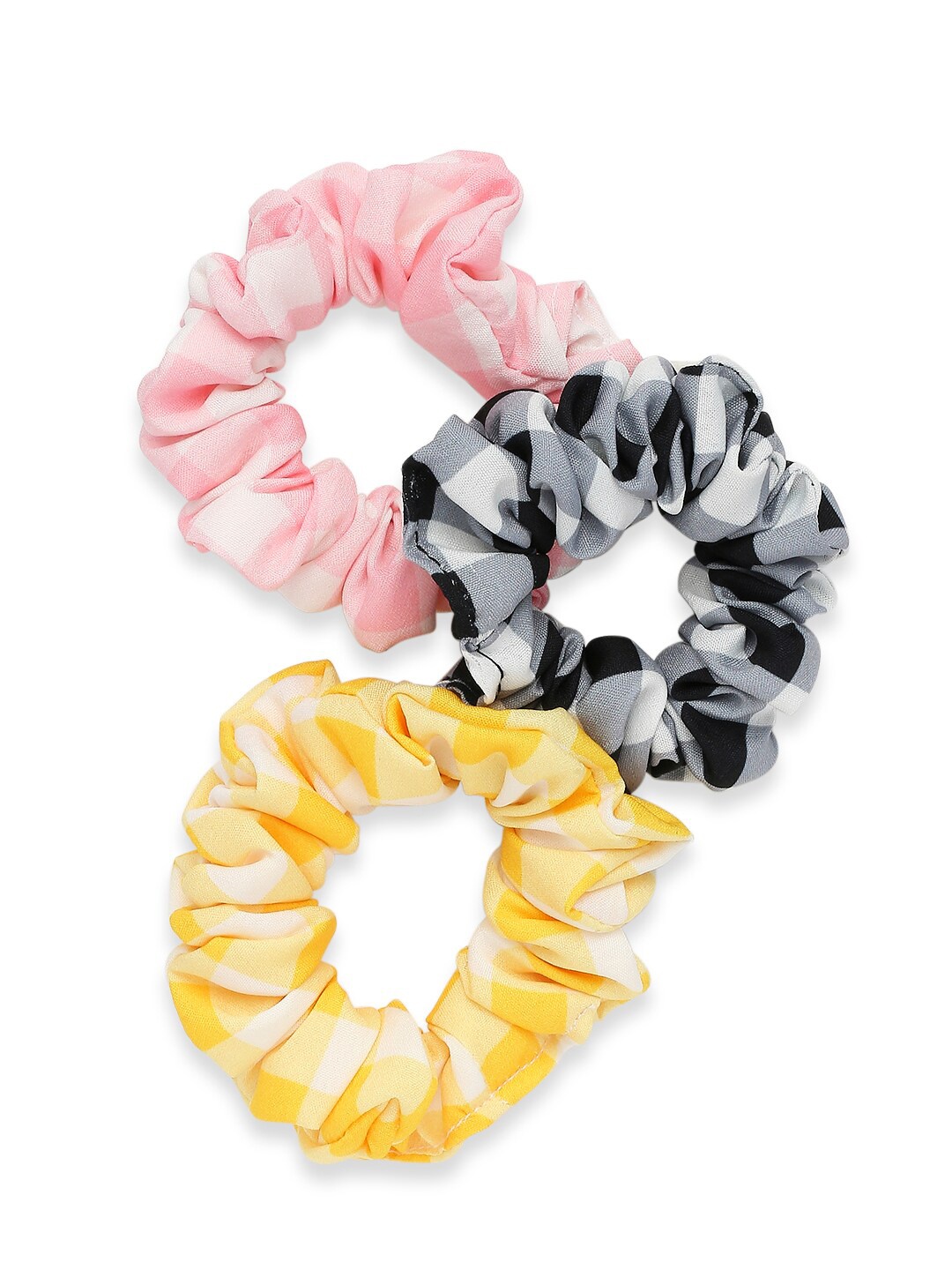 

BELLEZIYA Women Pink & Yellow Set of 3 Ponytail Holders
