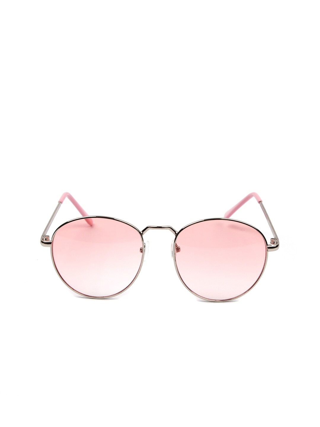 

FUZOKU Unisex Pink Lens & Silver-Toned Round Sunglasses