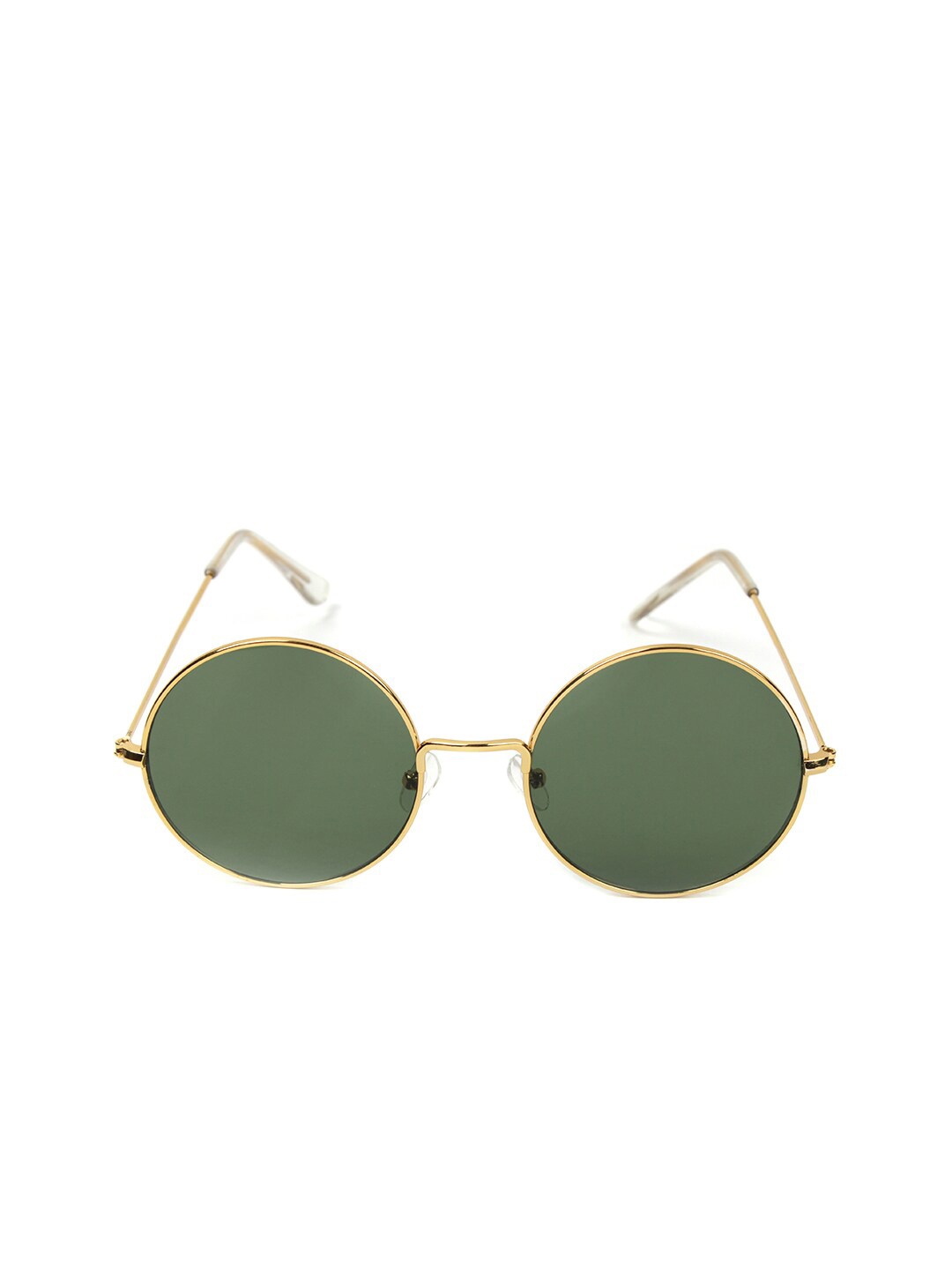 

FUZOKU Unisex Green Lens & Gold-Toned Round Sunglasses