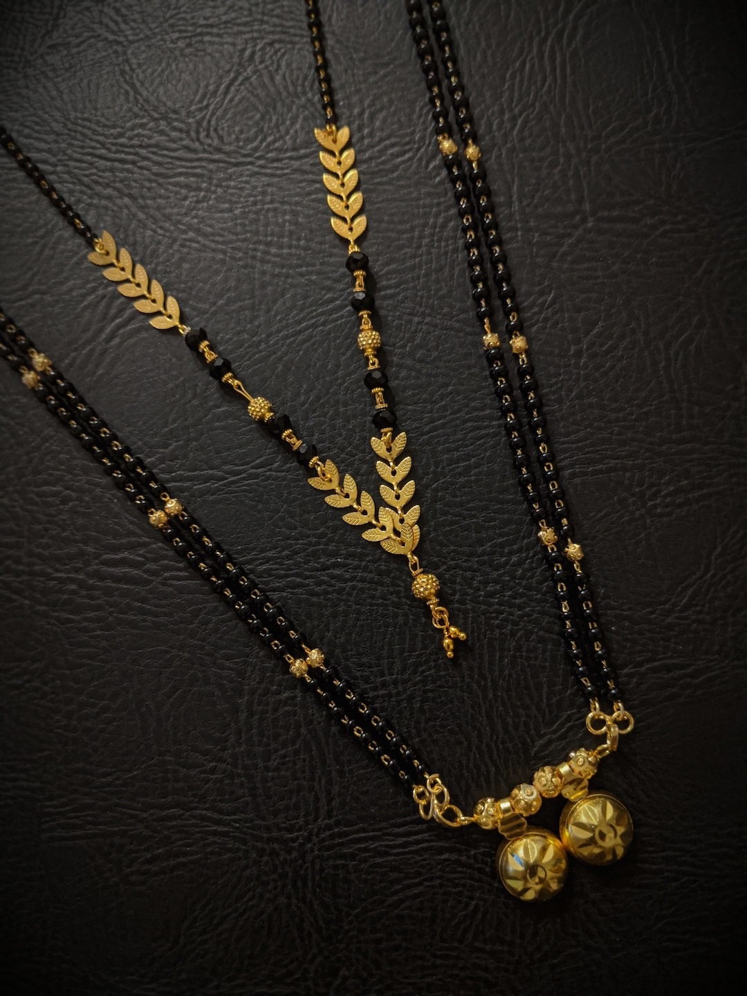 

Digital Dress Room Set Of 2 Gold-Plated Black Beaded Mangalsutra