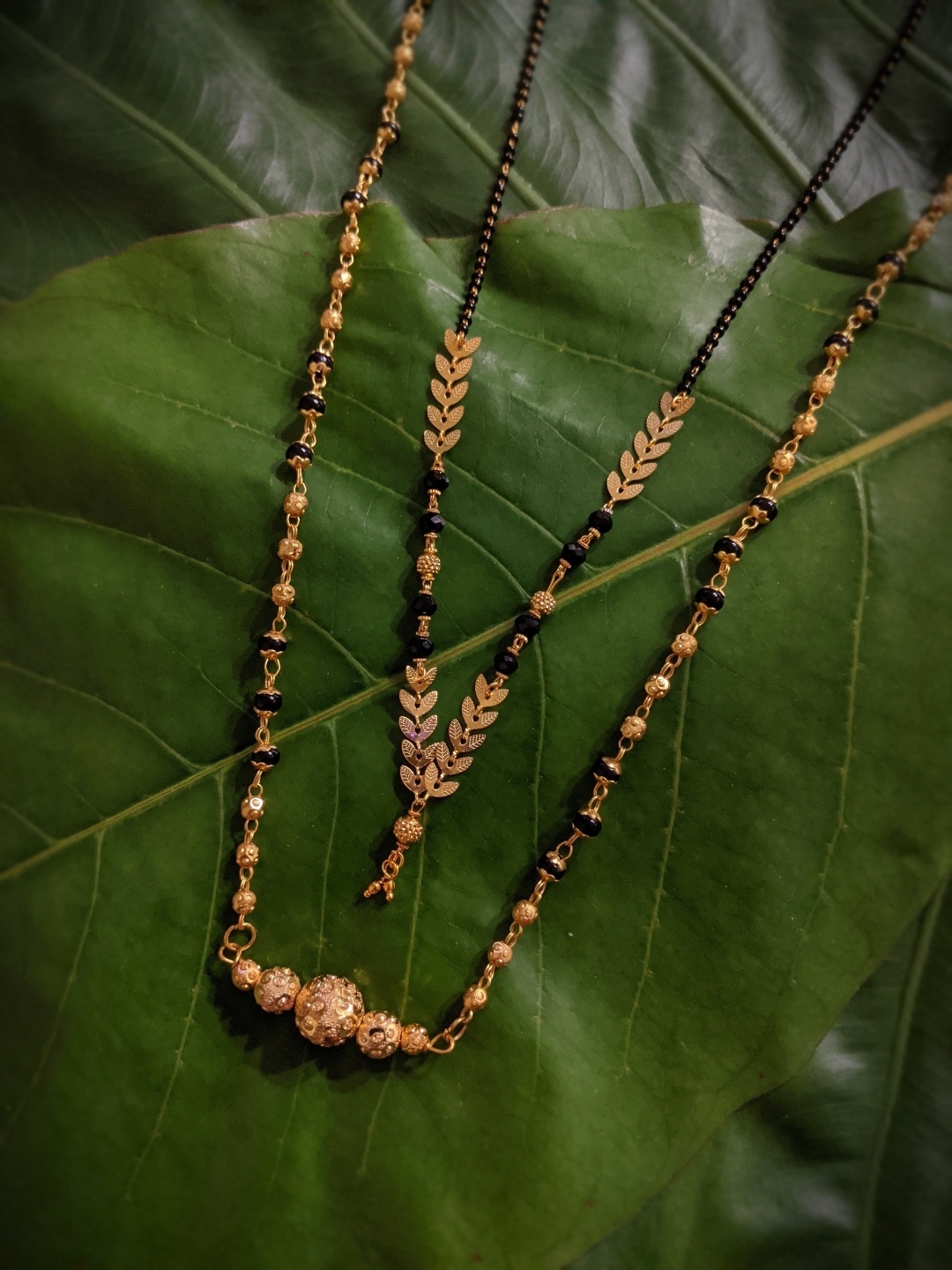 

Digital Dress Room Set Of 2 Gold-Plated Black Beaded Mangalsutras