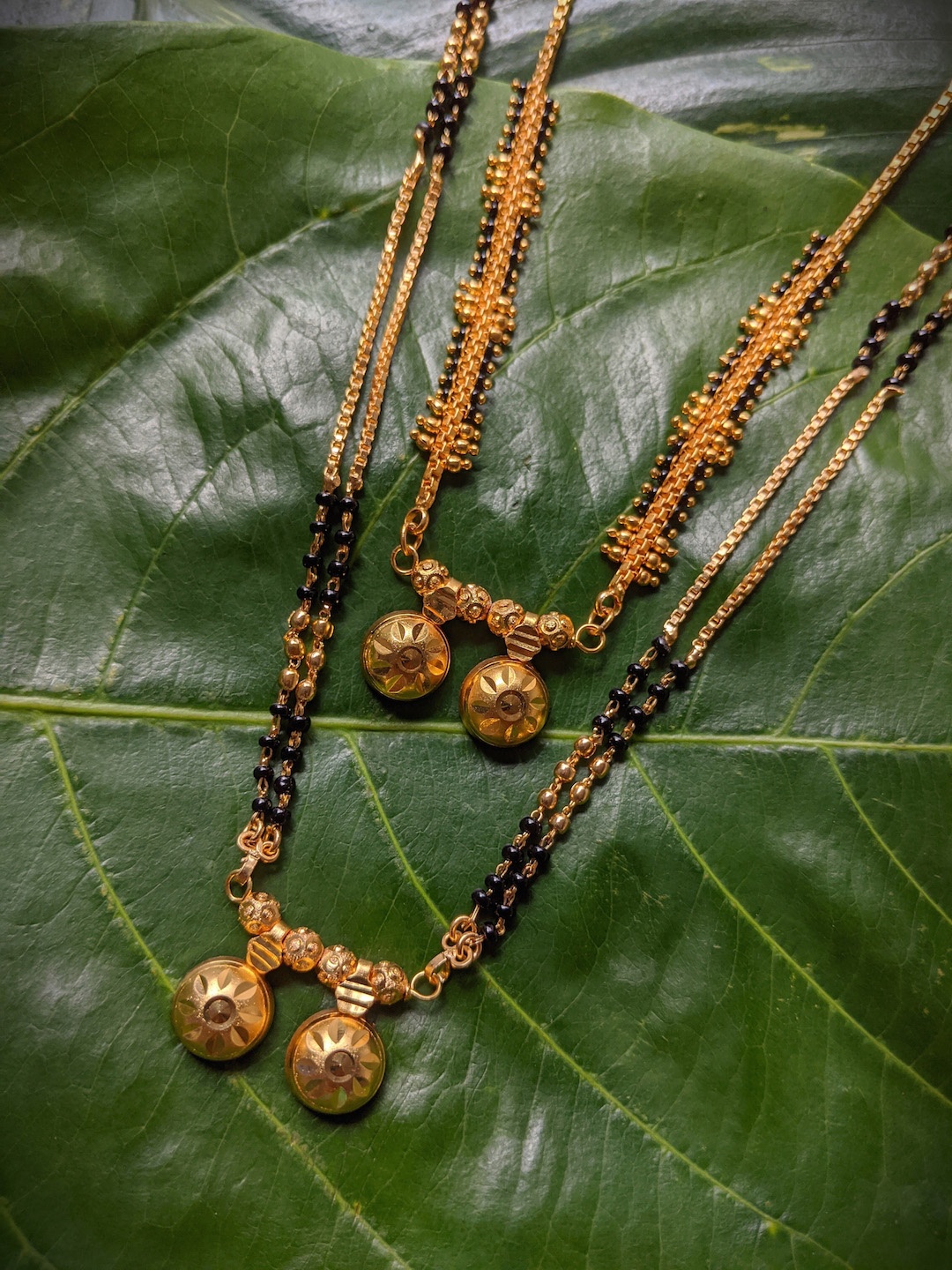 

Digital Dress Room Set Of 2 Gold-Plated Black Beaded Mangalsutra