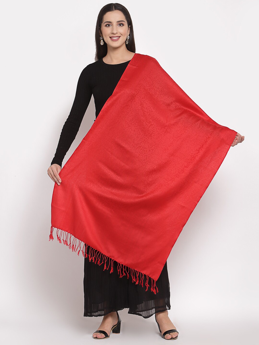 

Pashtush Women Red Woven Design Stole