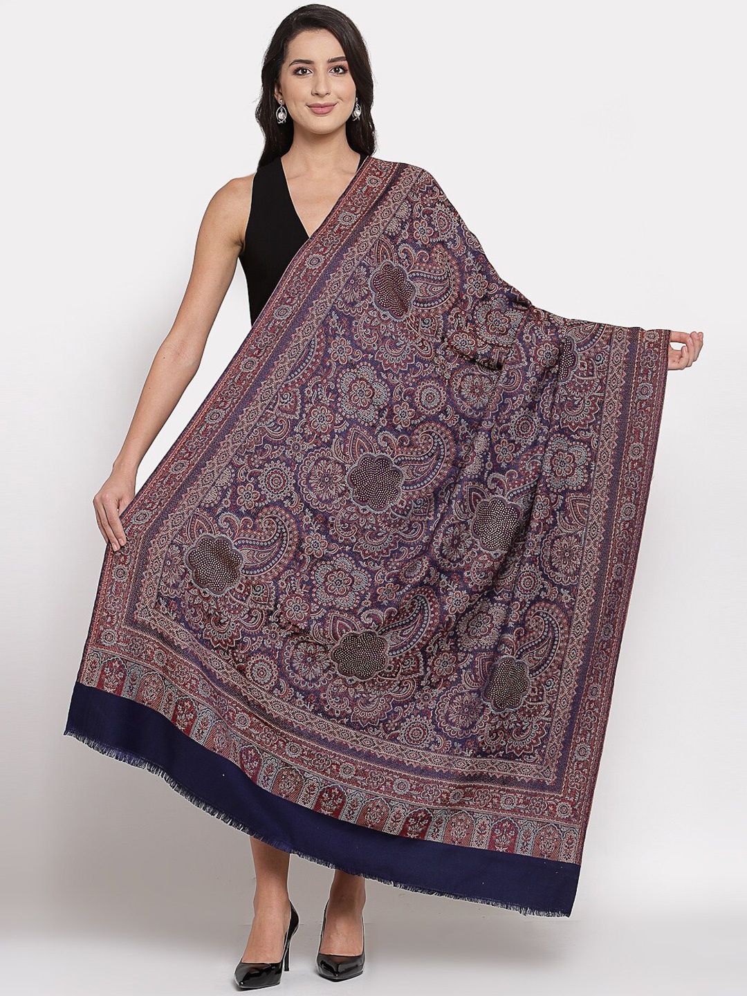 

Pashtush Women Black Paisley Printed Shawl