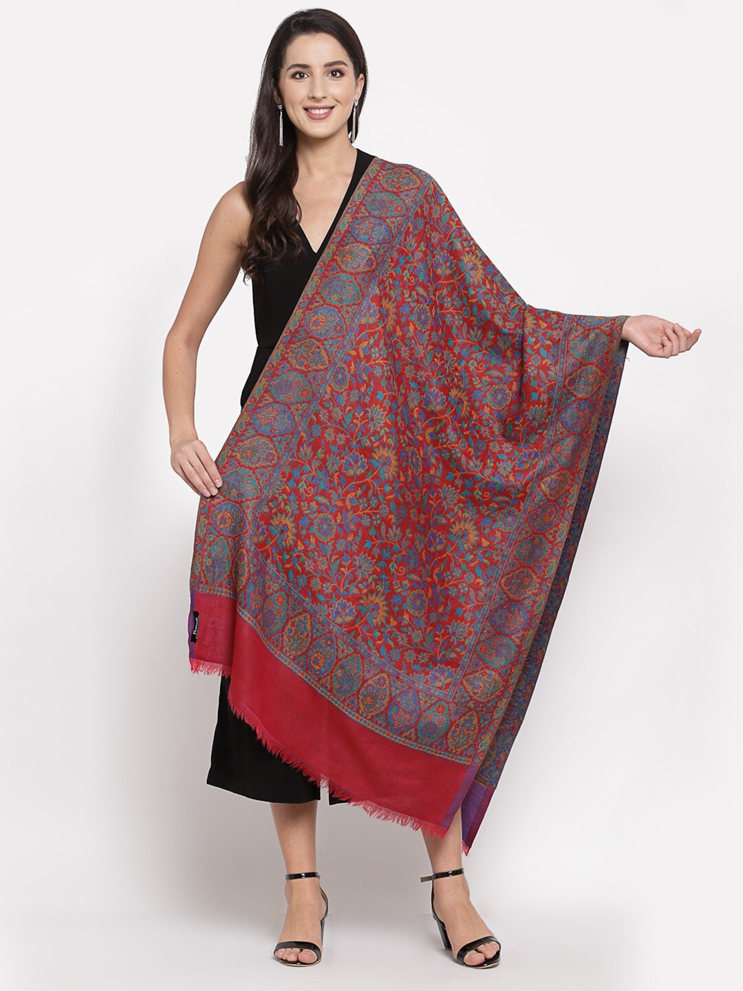 

Pashtush Women Red & Blue Printed Stole