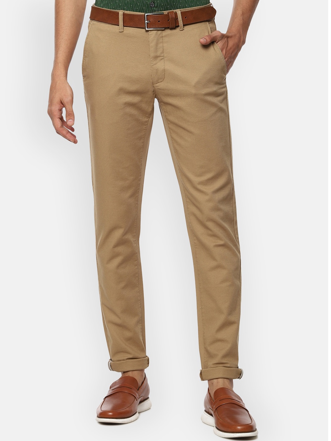 

Van Heusen Sport Men Khaki Textured Slim Fit Trousers