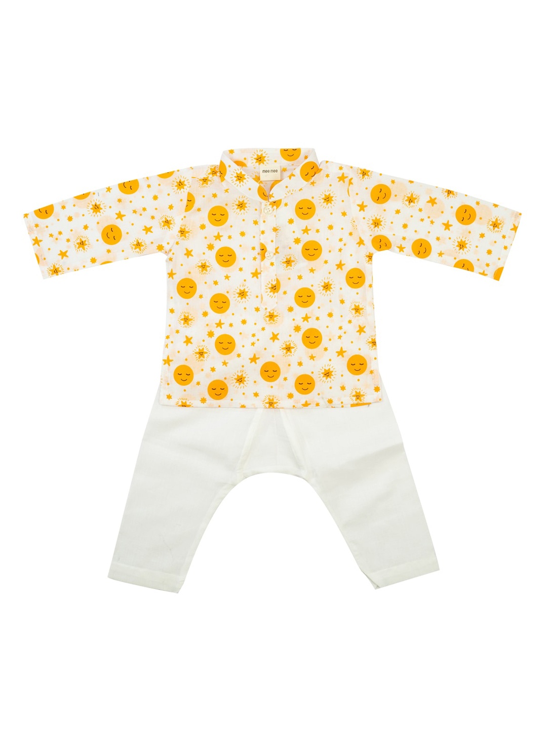 

MeeMee Boys White Printed Regular Pure Cotton Kurta with Pyjamas