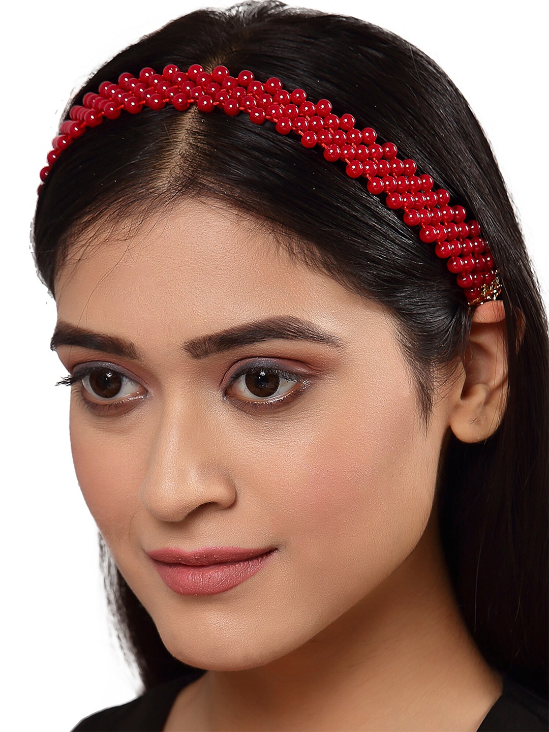 

KARATCART Women Red Beaded Handcrafted Hairband