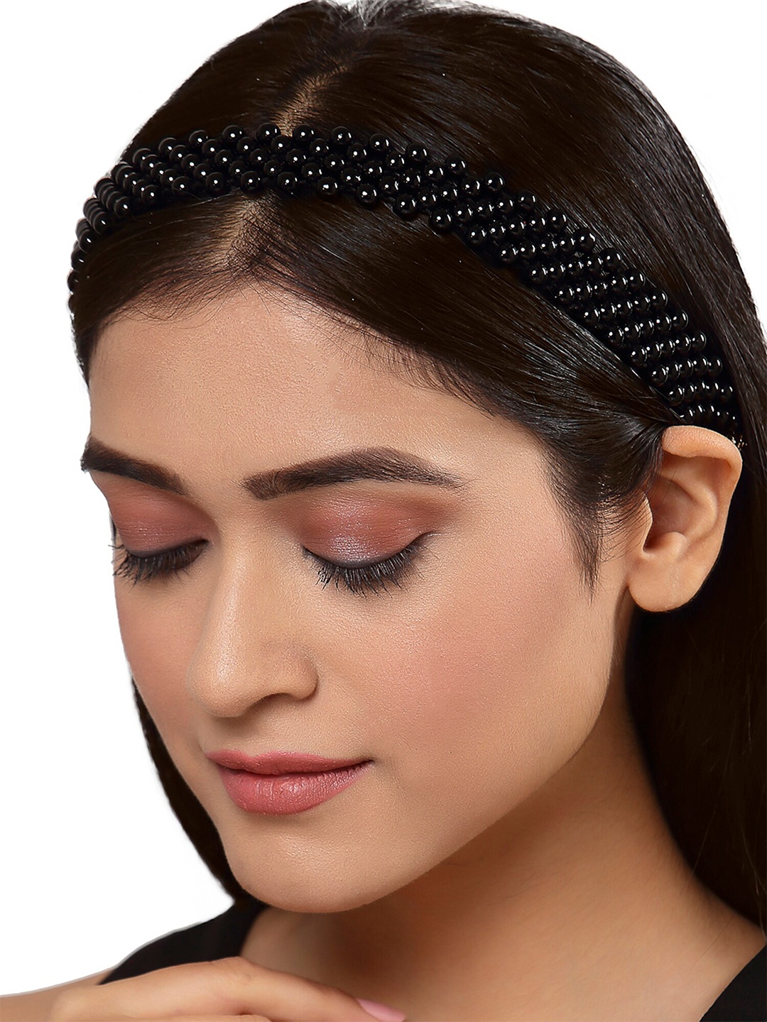 

KARATCART Women Black Beaded Embellished Hairband