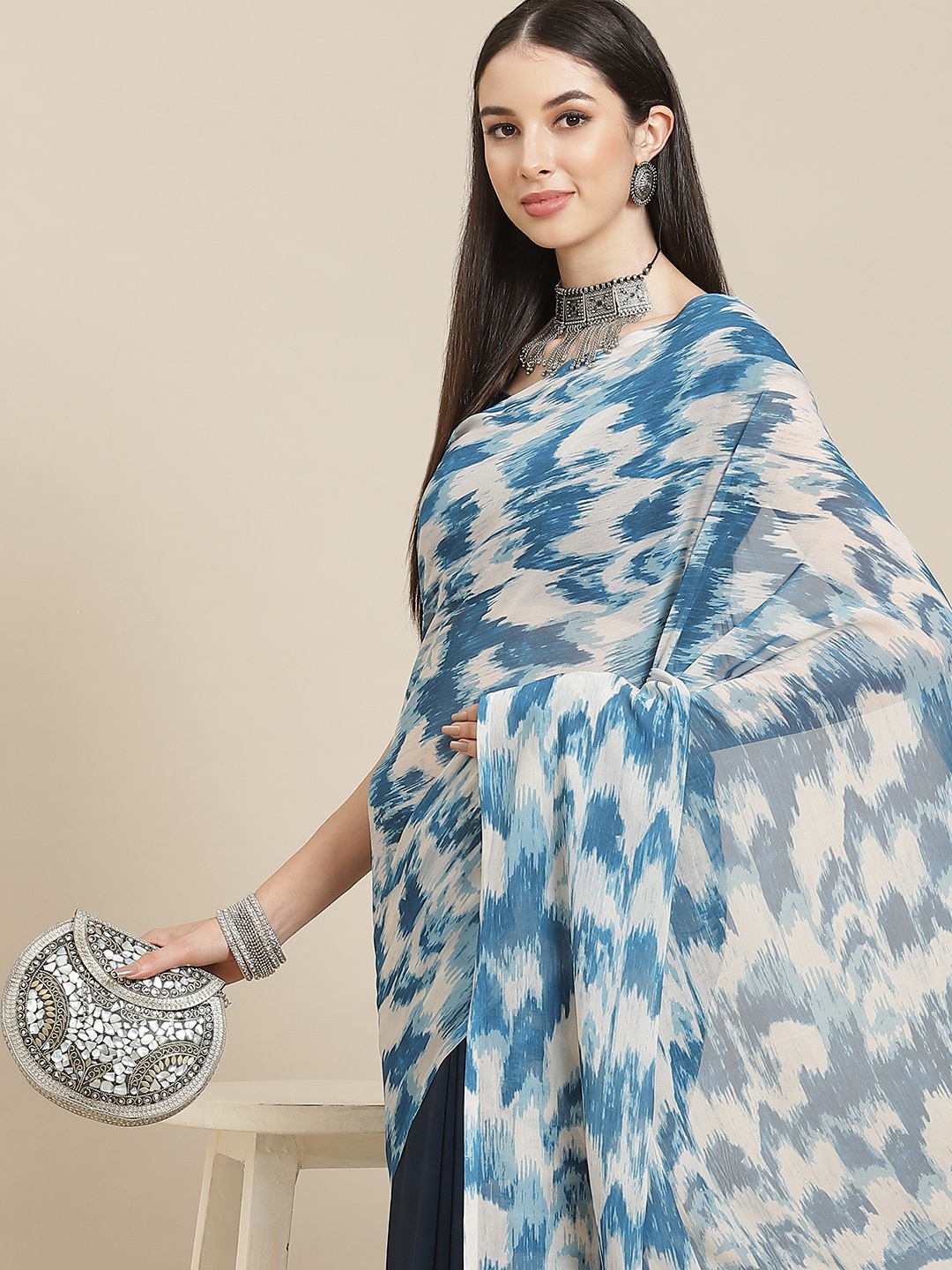 

Anouk Blue & White Tie and Dye Saree