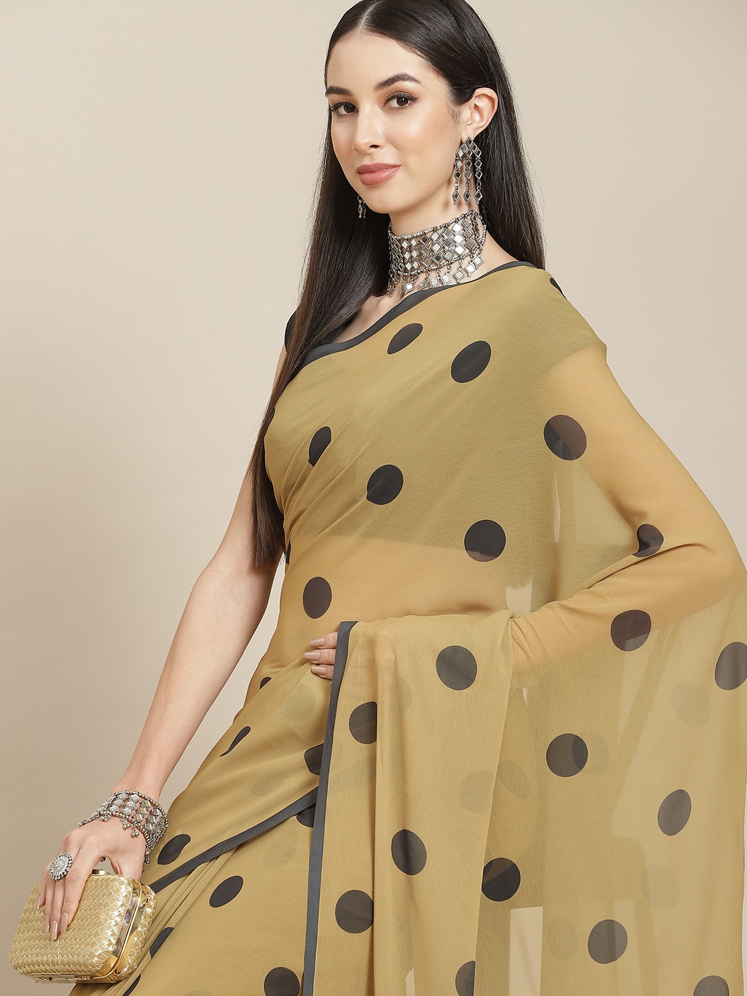 

Anouk Khaki & Black Saree