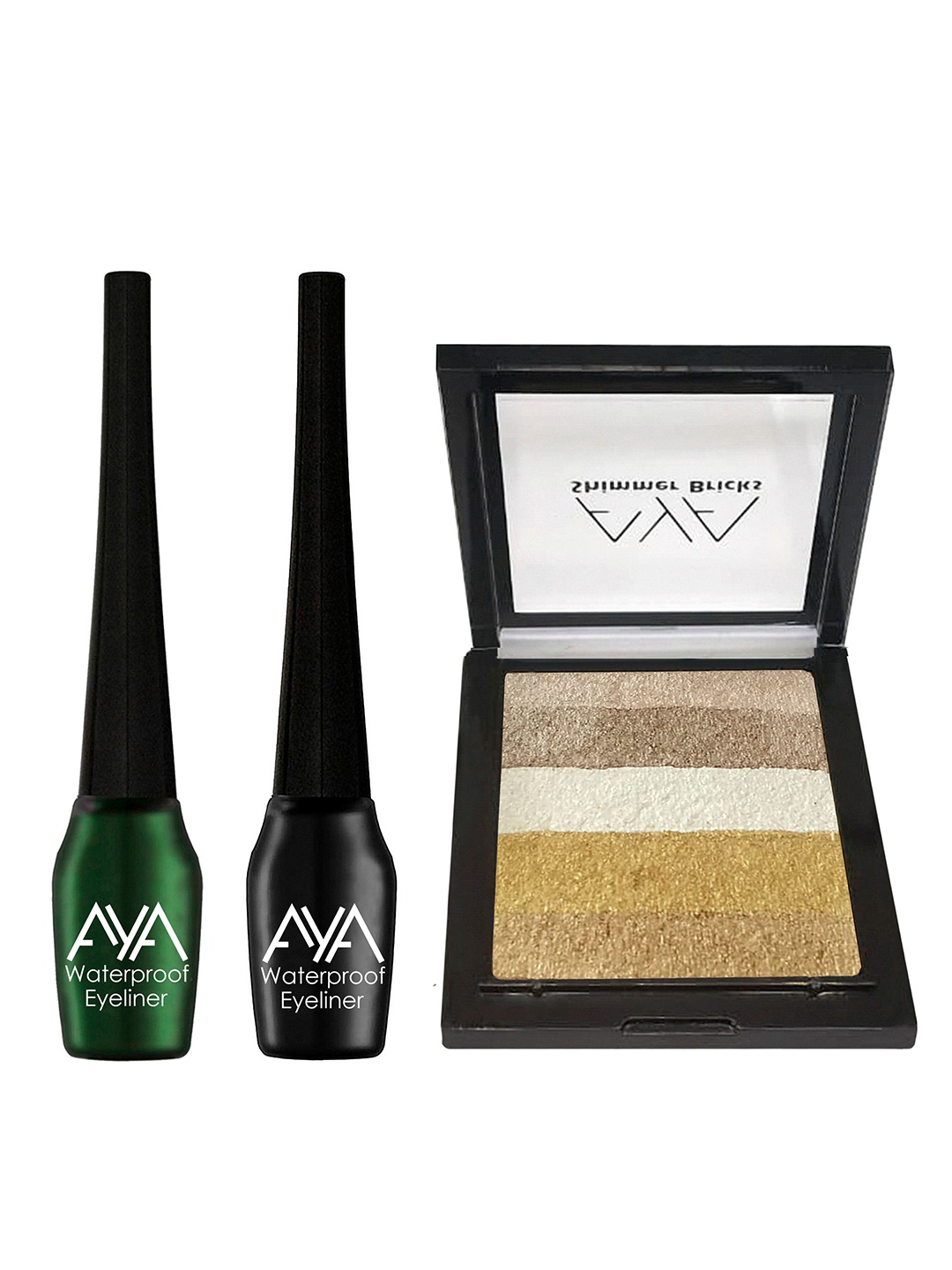 

AYA Eyeliner & Shimmer Brick Highlighter Makeup Gift Set, Green