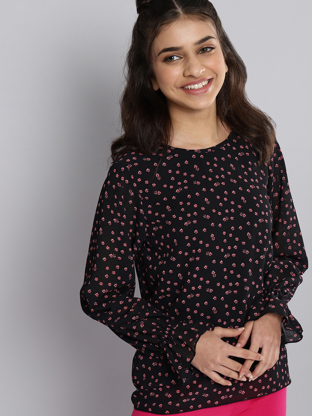 

JUSTICE Girls Black Printed Regular Top