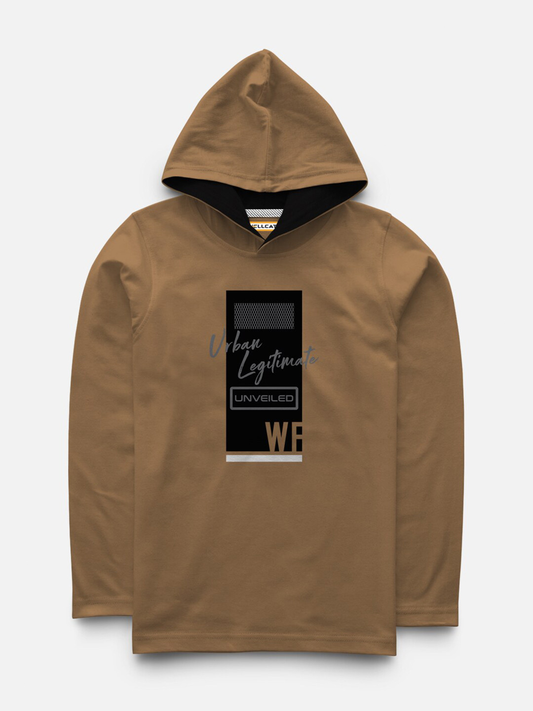 

HELLCAT Boys Brown Typography Printed Pockets T-shirt