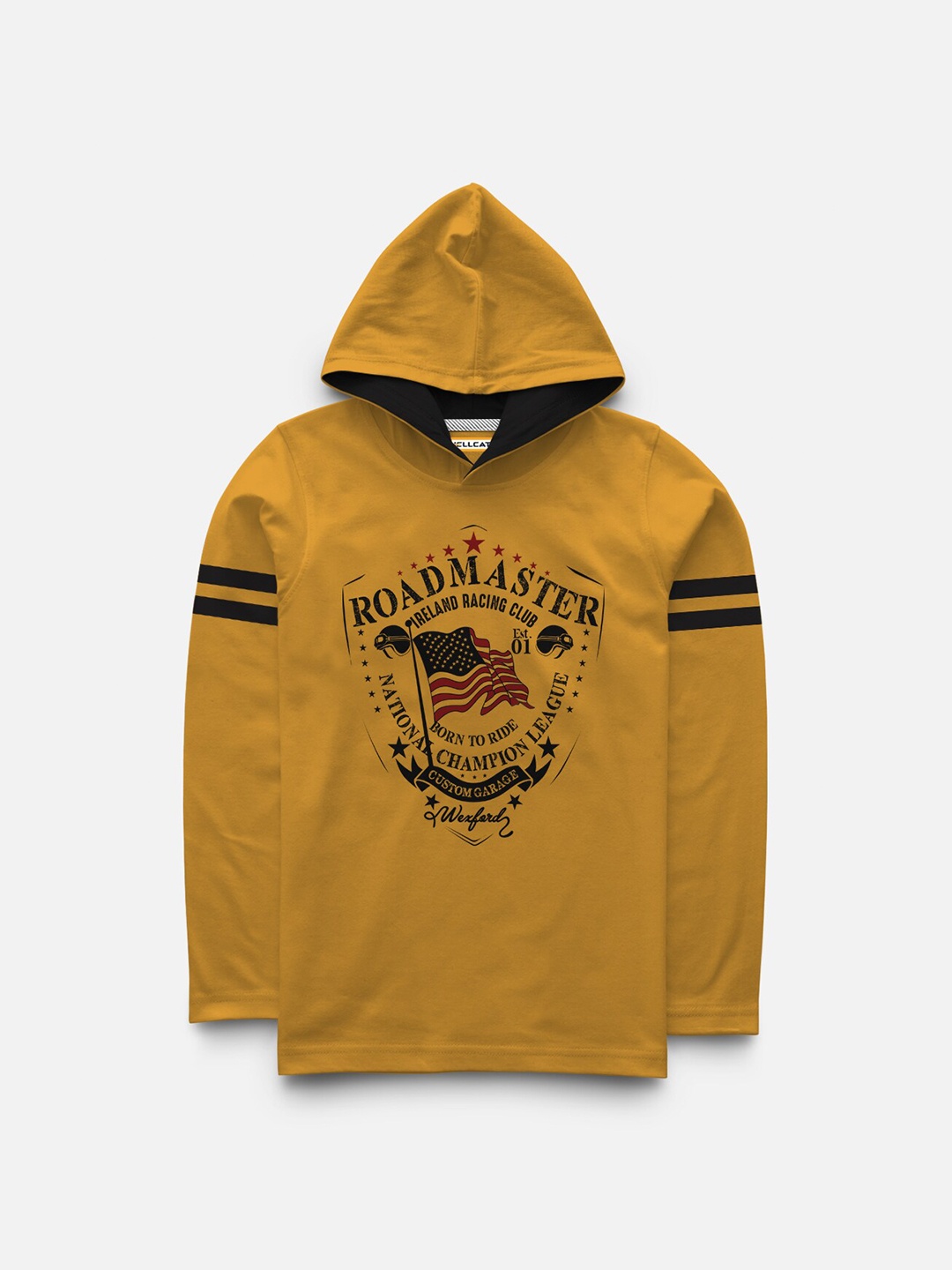

HELLCAT Boys Mustard Yellow Printed T-shirt