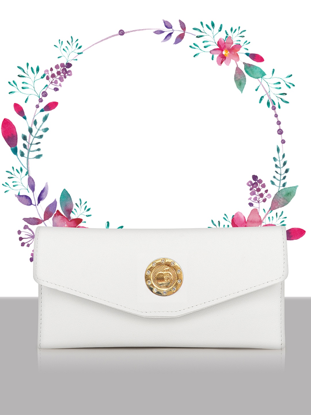 

Stropcarry White Embellished Envelope Clutch