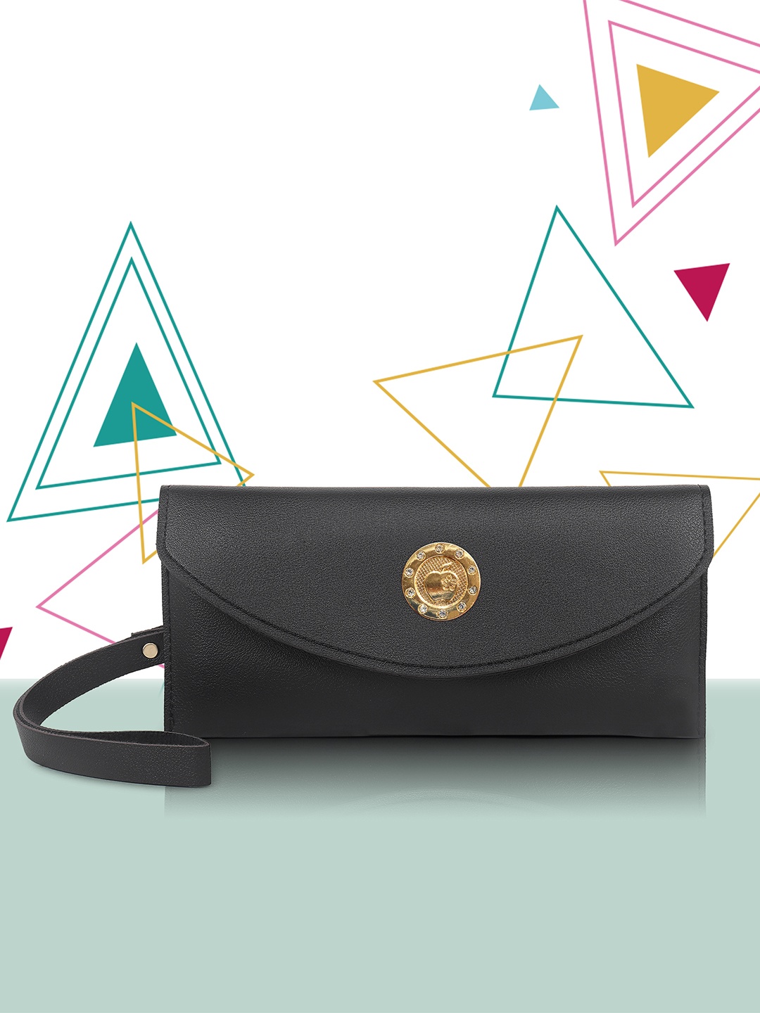 

Stropcarry Black Embroidered Envelope Clutch