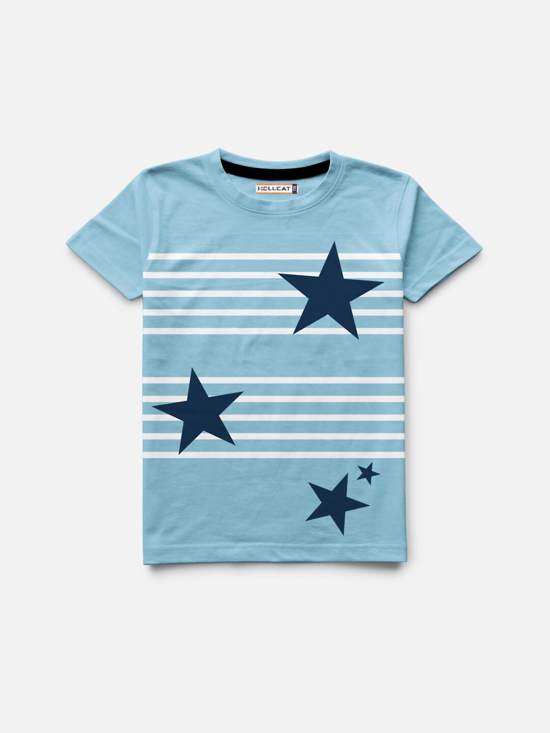 

HELLCAT Boys Turquoise Blue Striped T-shirt