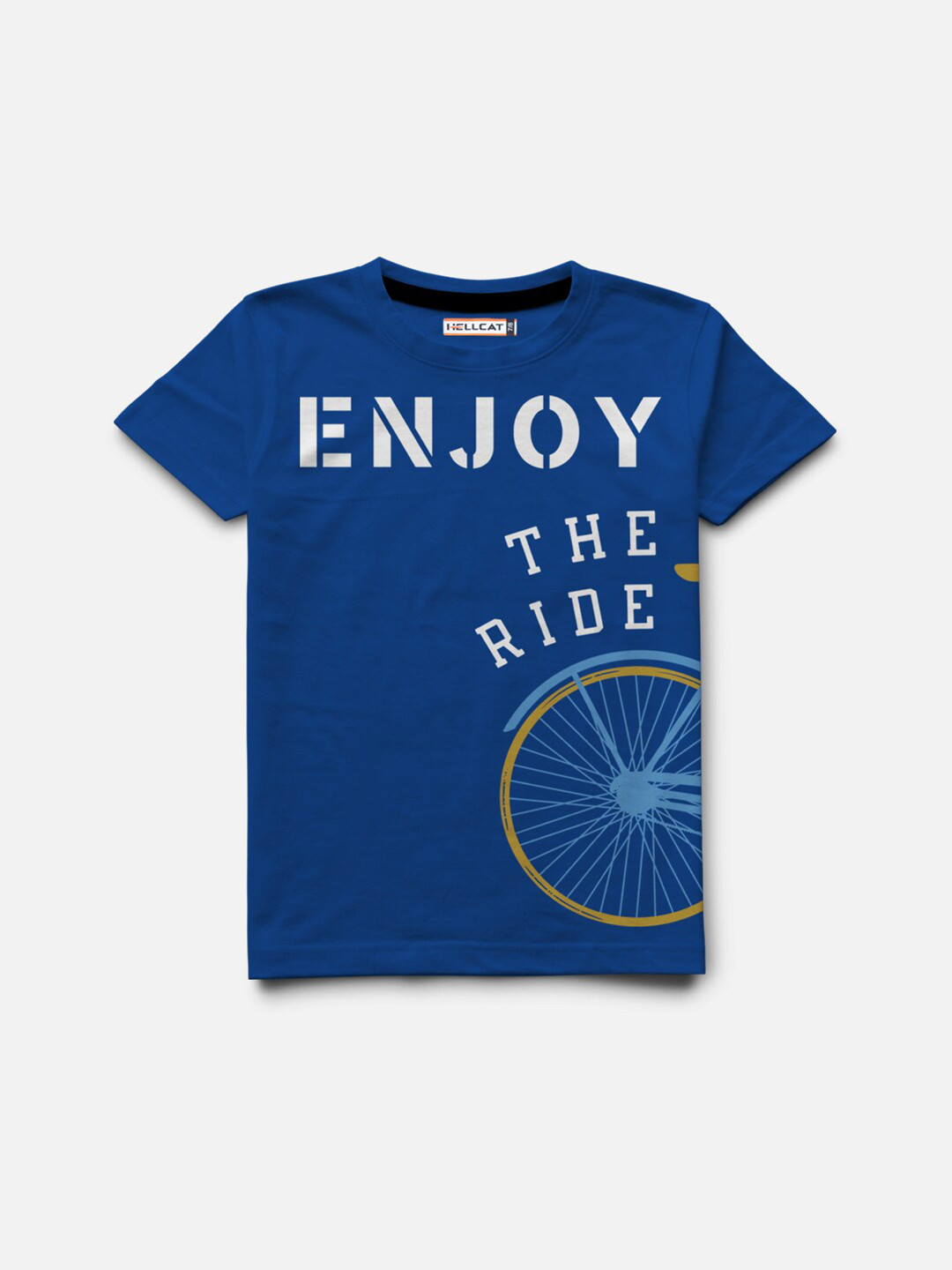 

HELLCAT Boys Blue Typography Printed T-shirt