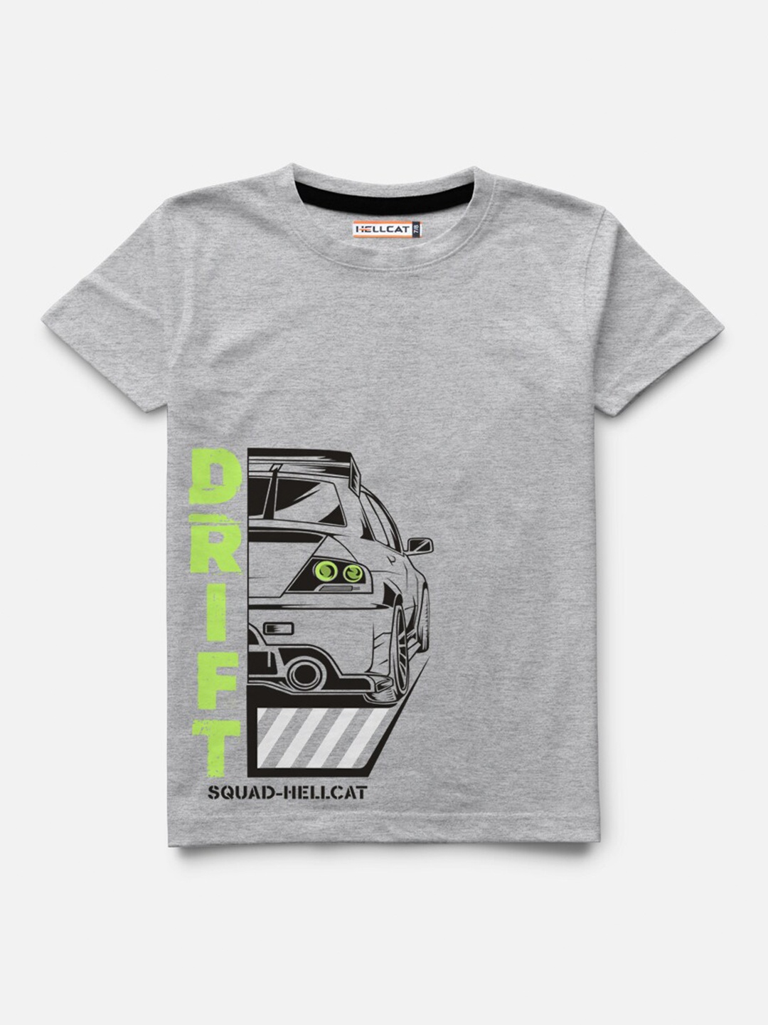 

HELLCAT Boys Grey Melange Printed T-shirt