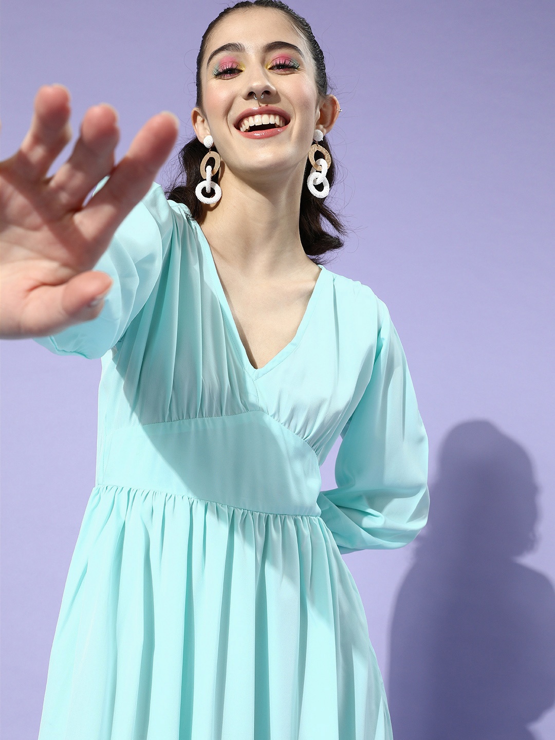 

U&F Turquoise Blue Crepe Maxi Dress