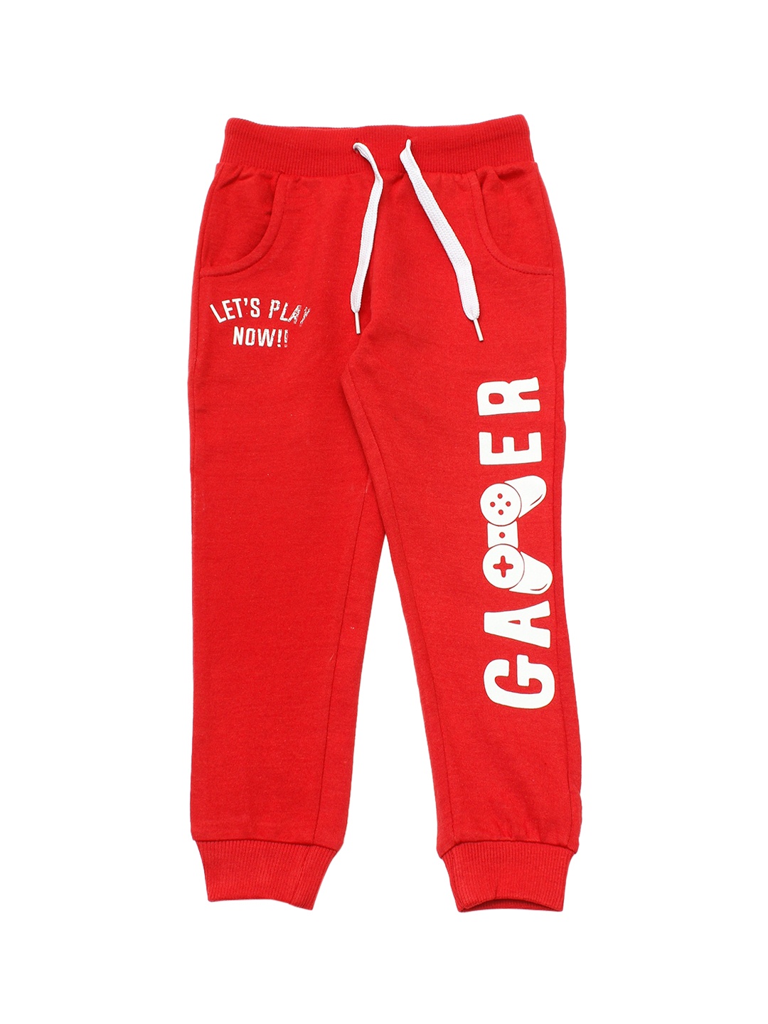 

Lil Lollipop Kids Red & White Typography Printed Pure Cotton Joggers