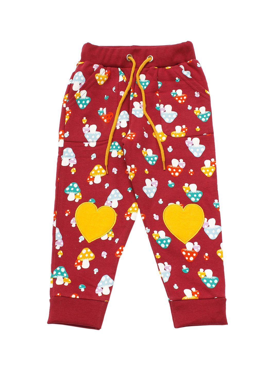 

Lil Lollipop Infant Kids Maroon & Yellow Printed Pure Cotton Joggers