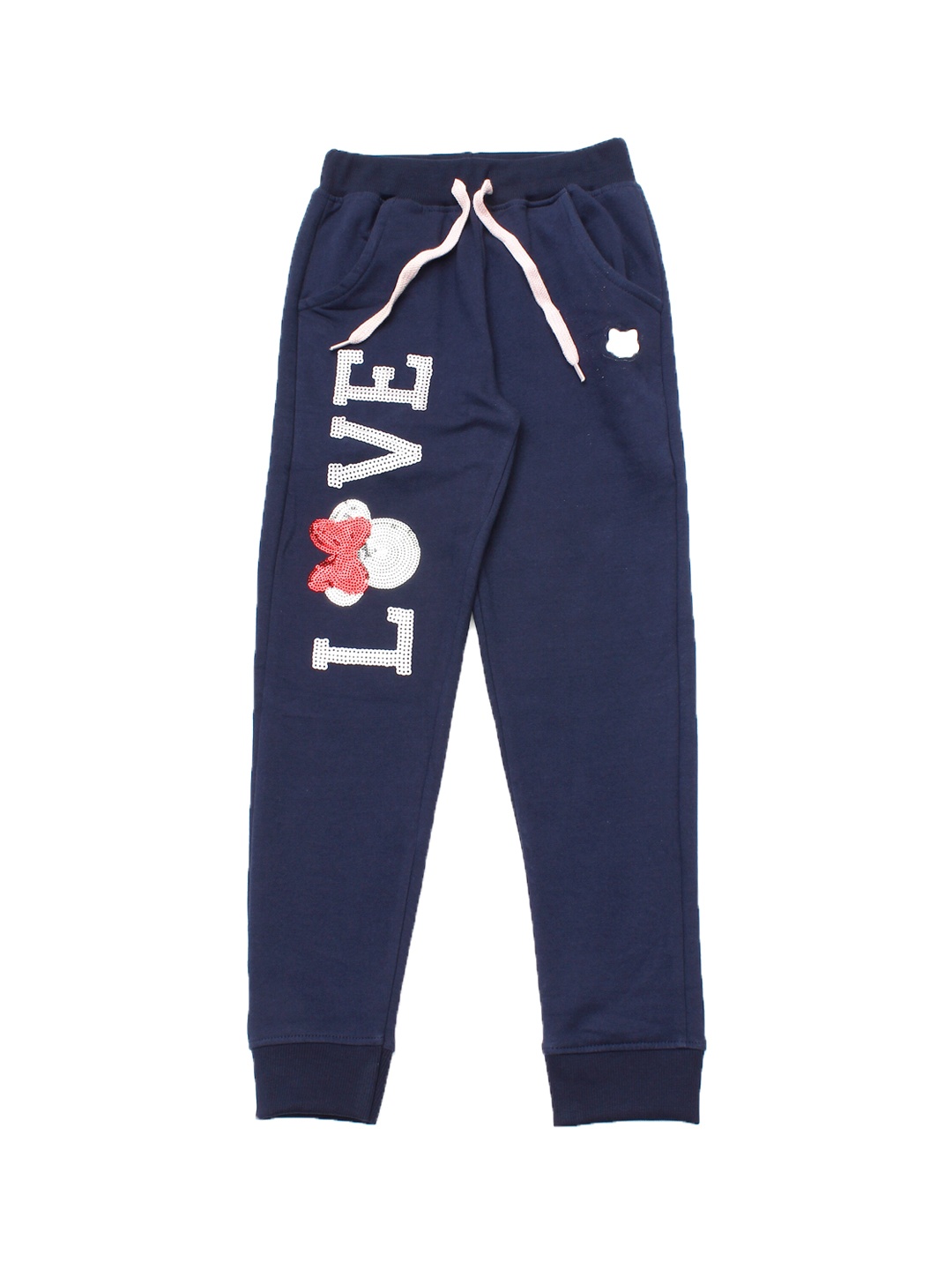 

Lil Lollipop Girls Navy Blue Printed Pure Cotton Joggers