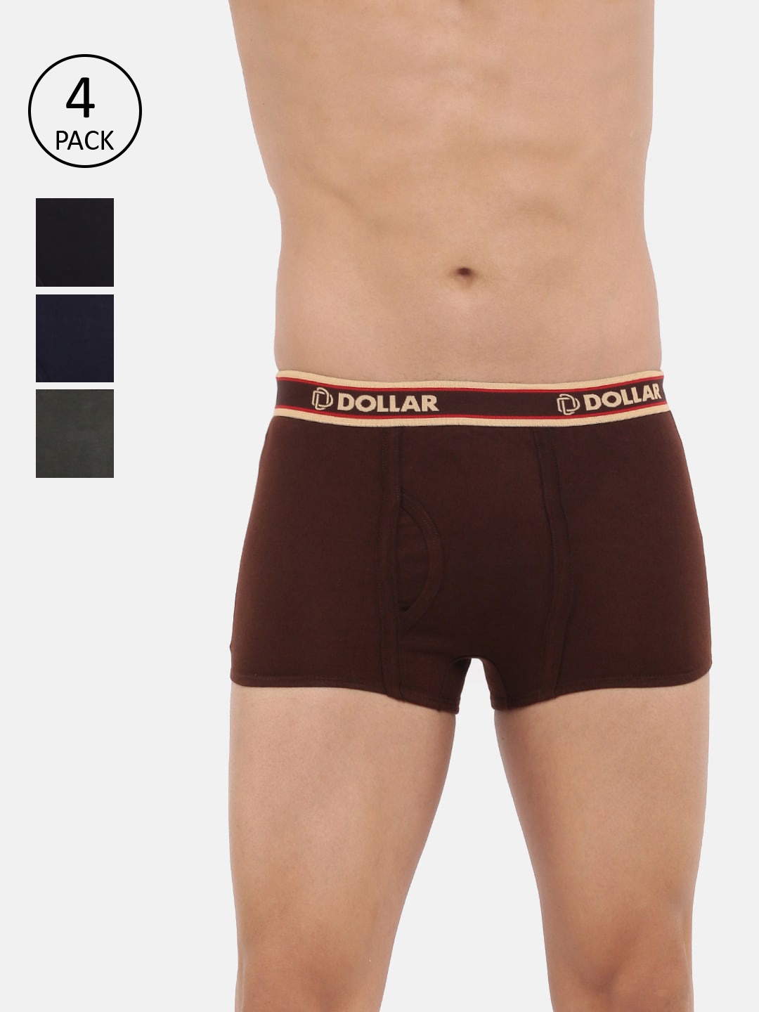 

Dollar Bigboss Men Pack of 4 Solid Combed Cotton Trunks, Assorted