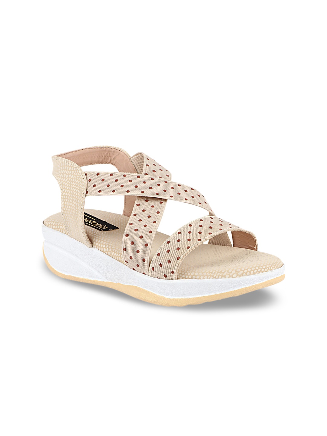 

Shoetopia Girls Beige Textured Flatform Sandals