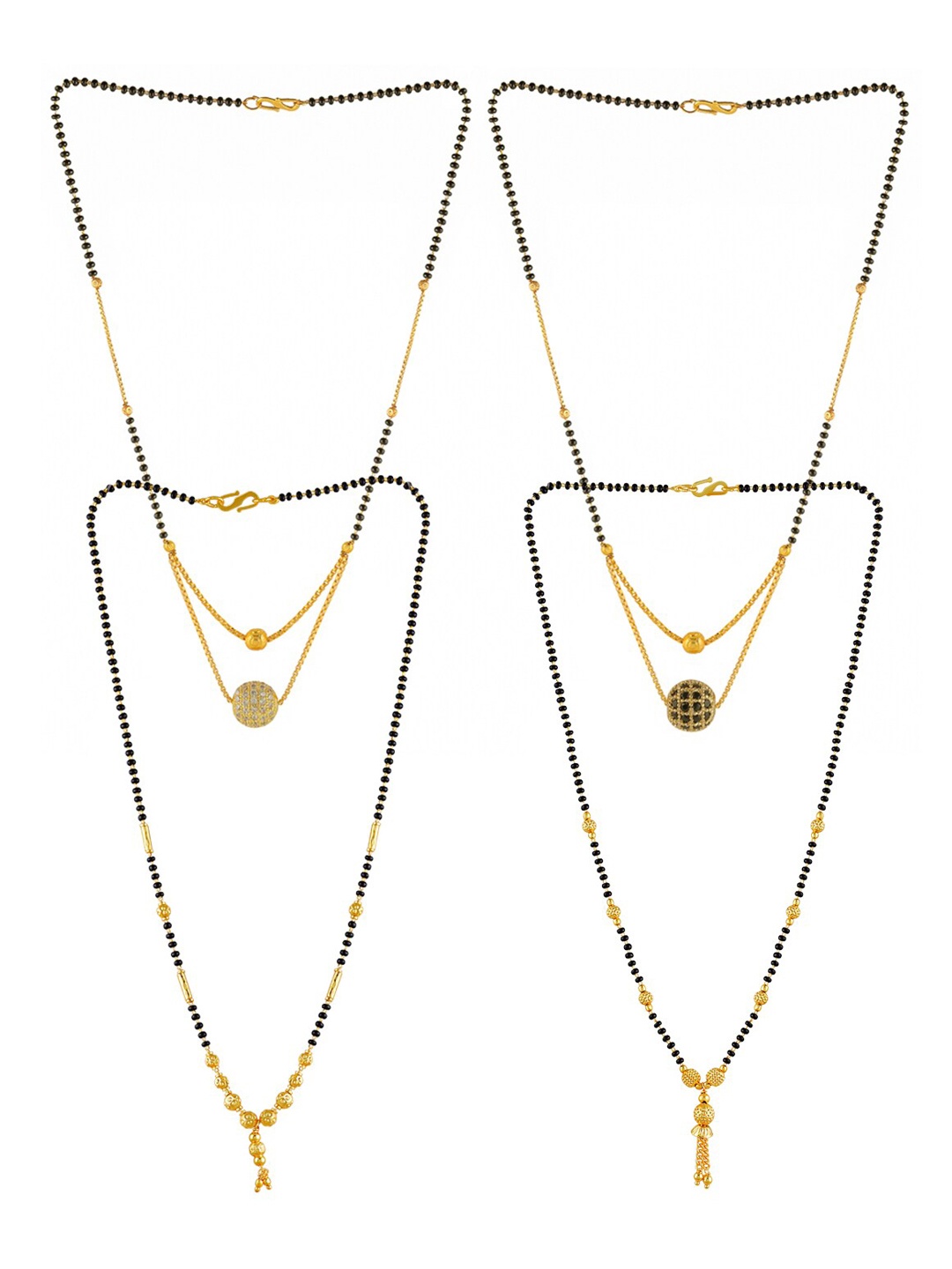 

Brandsoon Set Of 4 Gold-Plated Stone-Studded & Beaded Mangalsutra