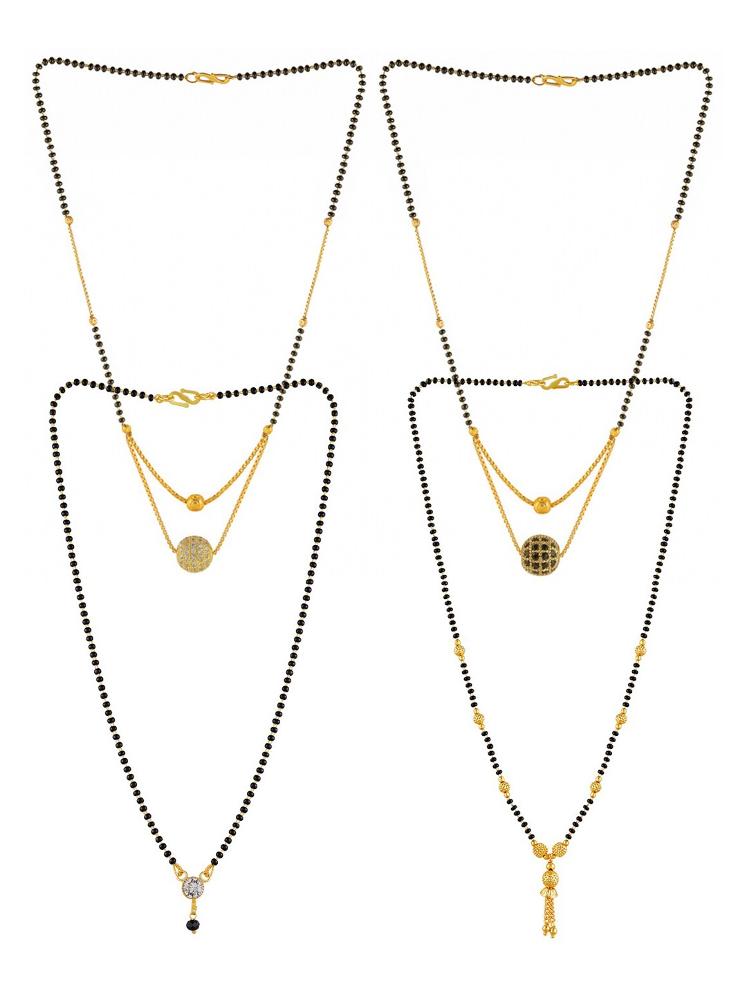

Brandsoon Set Of 4 Gold-Plated Black Beaded Mangalsutra