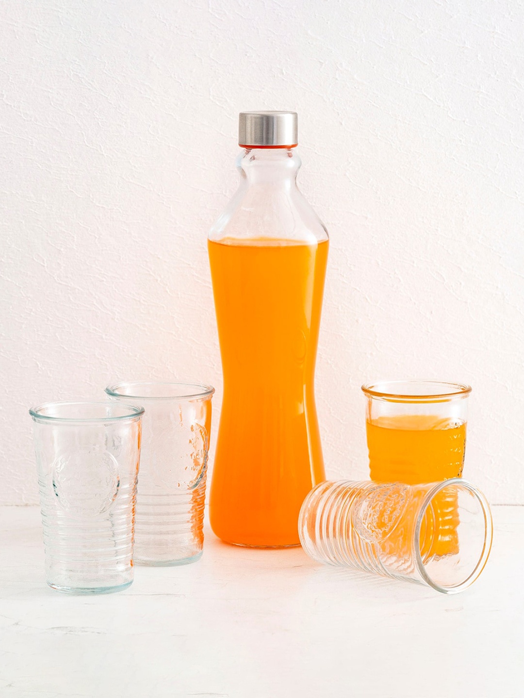 

Home Centre Transparent Glass Bottle With 4 Tumblers