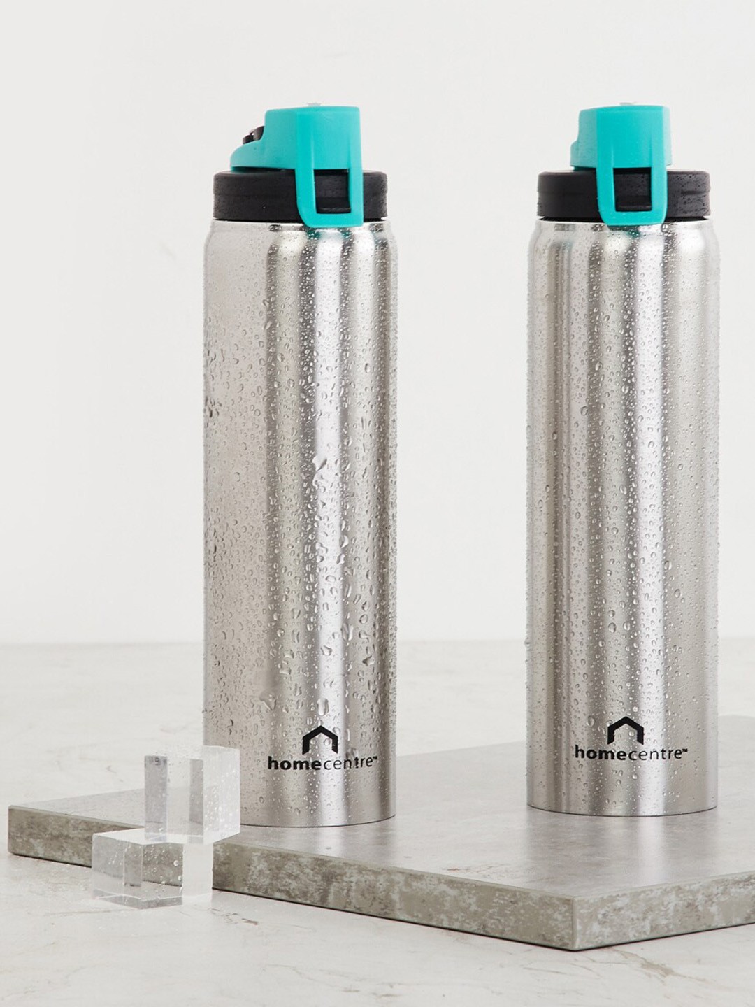 

Home Centre Silver Set of 2 Steel Sports Water Bottle - 950 ml each