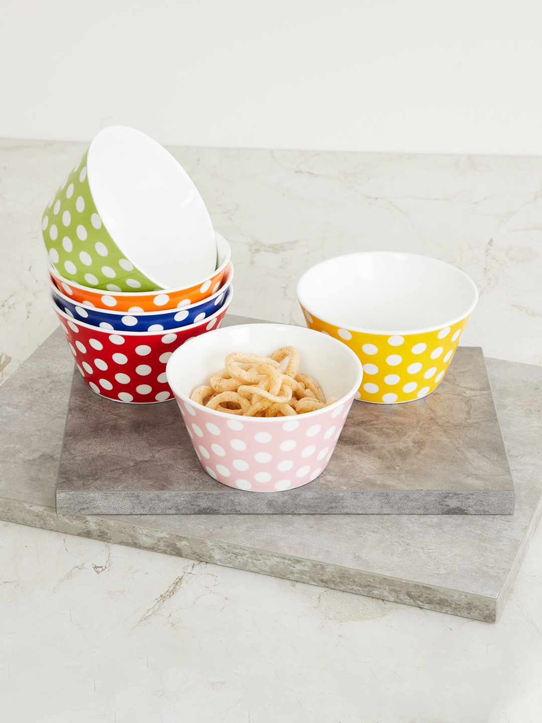 

Home Centre Set Of 6 Printed Snack Bowls, Green