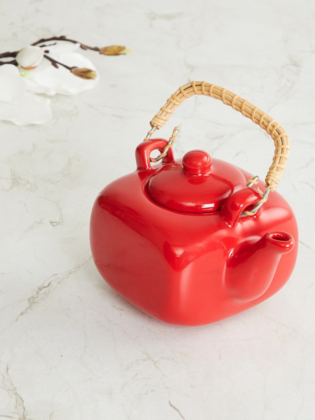 

Home Centre Red Solid Ceramic Tea Pot Planter