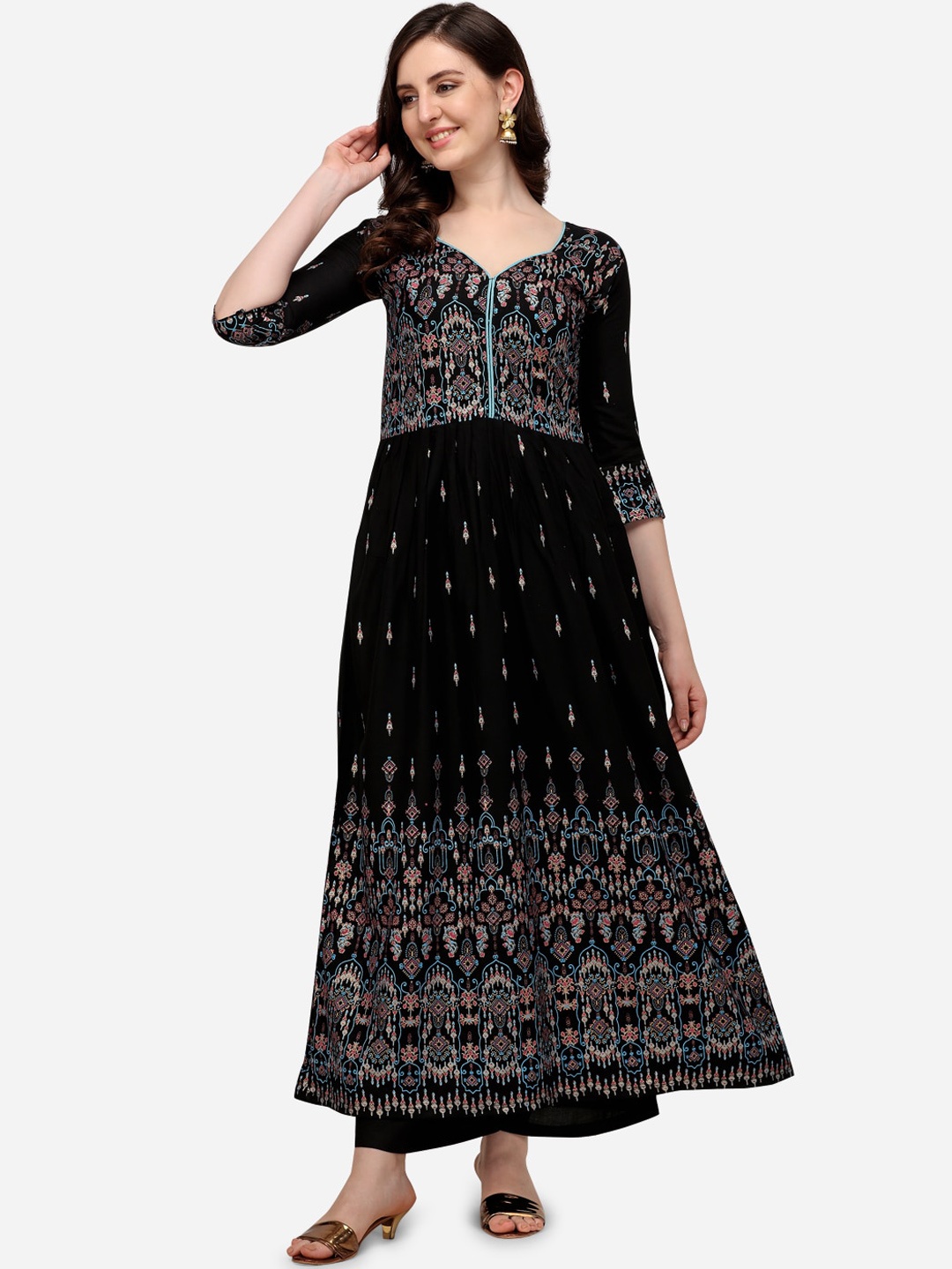 

Florence Women Black Ethnic Motifs Printed Maxi Dress
