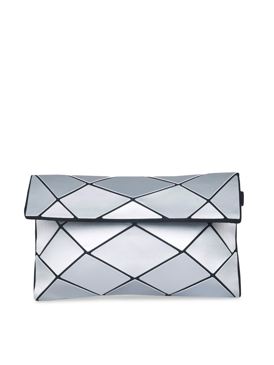 

BAOMI Silver-Toned Geometric Textured Structured Sling Bag