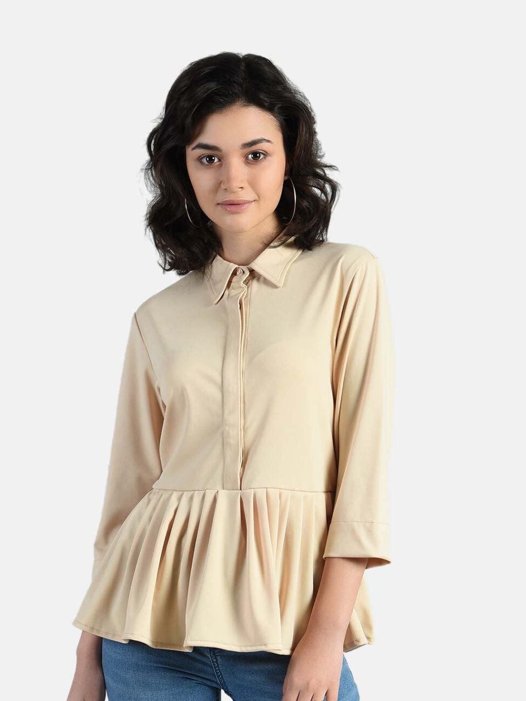 

AARA Beige Peplum Top