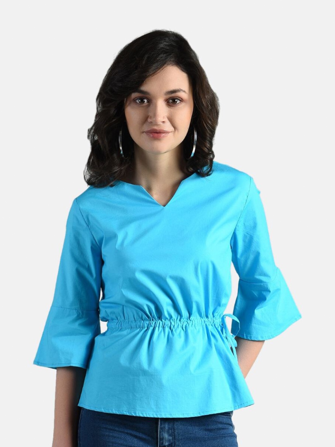 

AARA Blue Cinched Waist Top