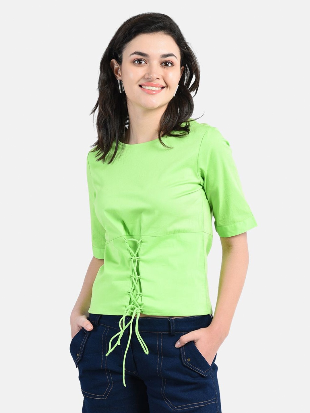 

AARA Green Lace Up Top
