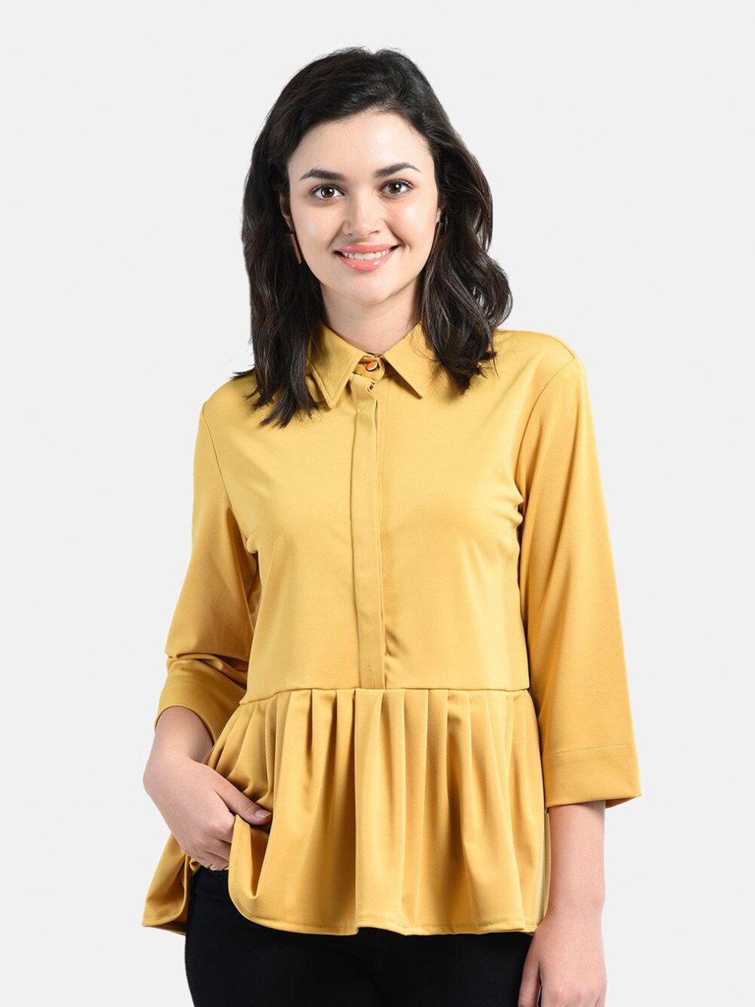 

AARA Yellow Shirt Style Top
