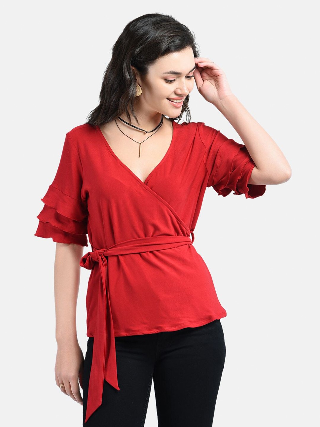

AARA Maroon Wrap Top