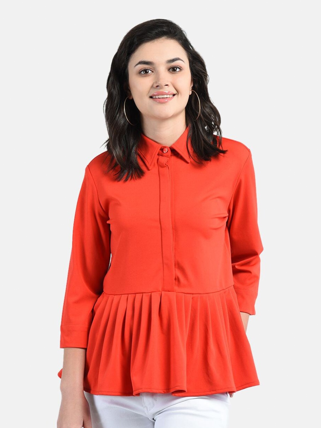 

AARA Orange Shirt Style Top