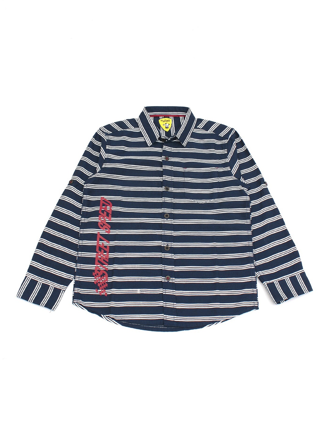 

Lil Lollipop Kids Navy Blue Horizontal Stripes Casual Shirt