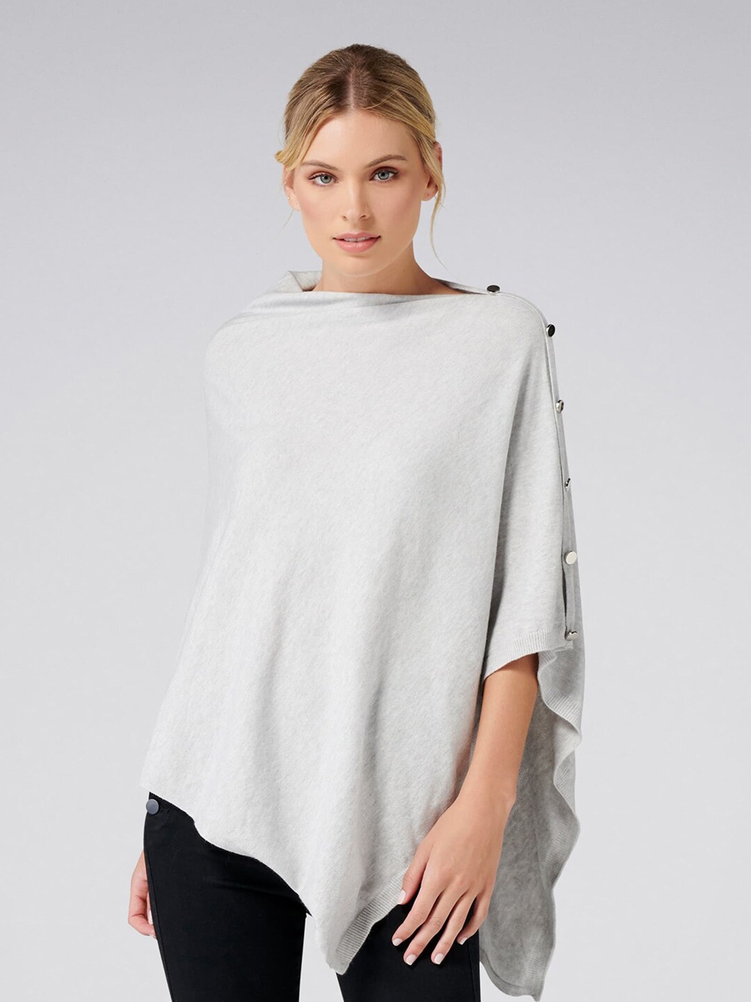

Forever New Women Grey Chloe Button Poncho
