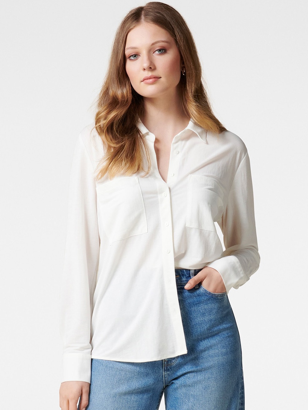 

Forever New Women White Opaque Casual Shirt