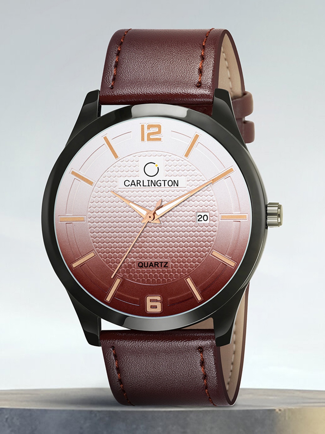 

CARLINGTON Men Brown Alloy Dial & Leather Straps Analogue Watch CT1010