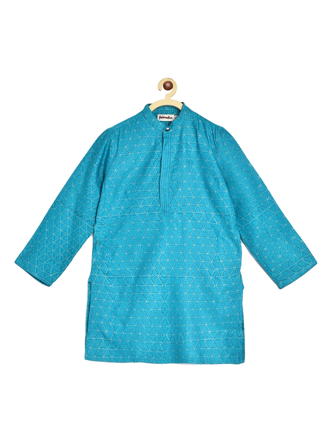 

Fabindia Boys Turquoise Blue Ethnic Motifs Printed Kurta